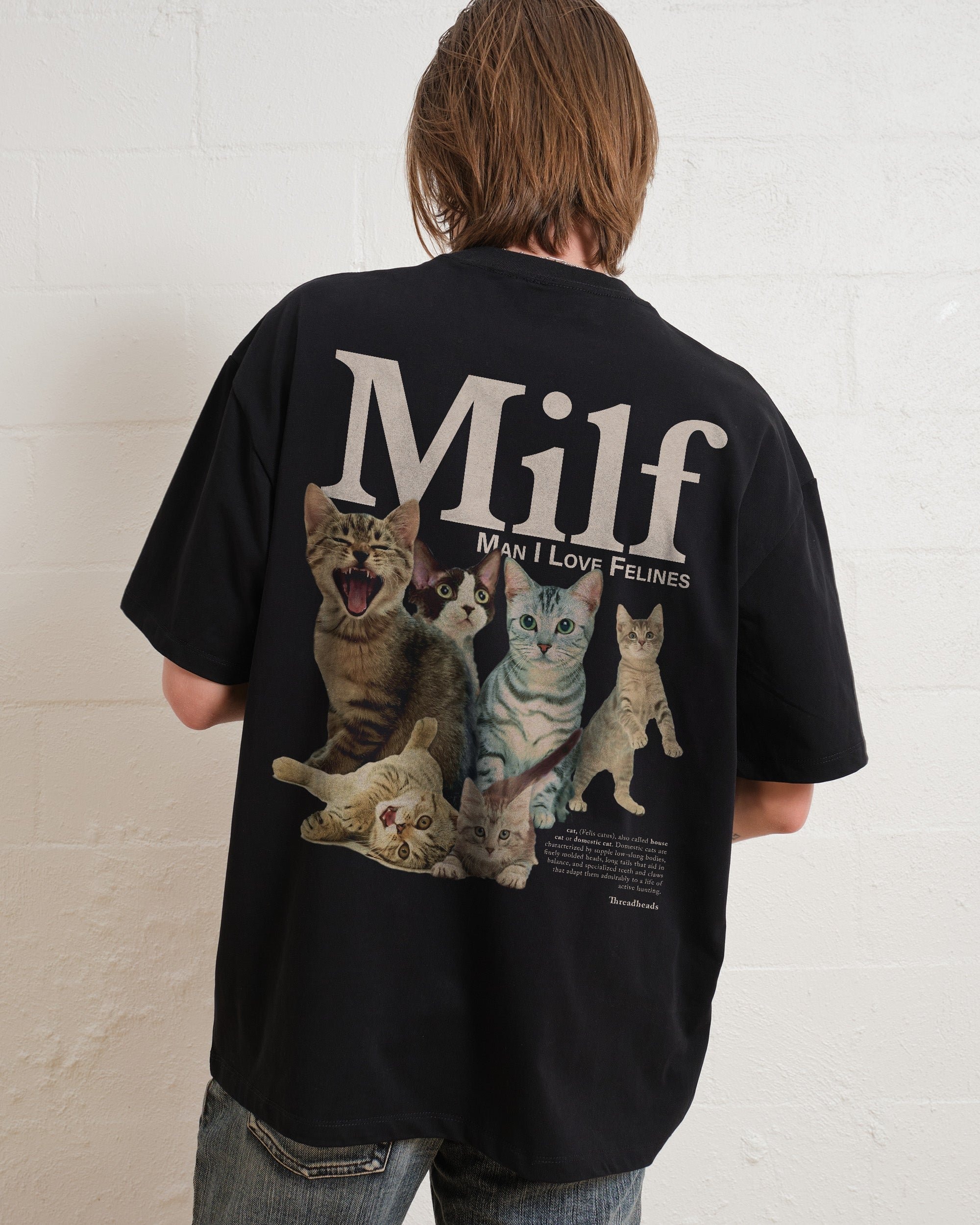 Man I Love Felines Front and Back Oversized Graphic T-Shirt - Unisex 90s Boxy Fit