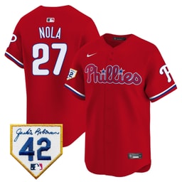Aaron Nola 27 Baseball team 2024 Jackie Robinson Patch Men's Jersey - Red