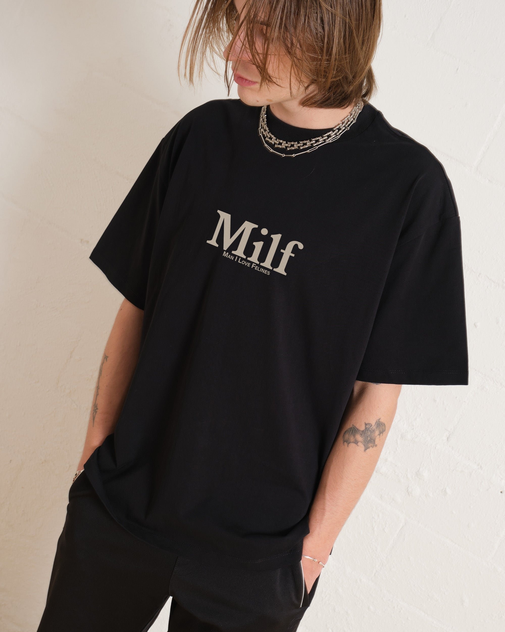 Man I Love Felines Front and Back Oversized Graphic T-Shirt - Unisex 90s Boxy Fit