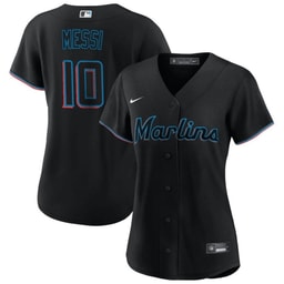 Lionel Messi Baseball team Women's Stitched Baseball Jersey - Black
