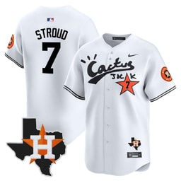 CJ Stroud 7 Baseball team Cactus Jack Houston Patch Limited Men's Jersey - White