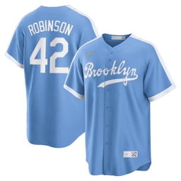 Men's Brooklyn Dodgers Jackie Robinson Light Blue Alternate Cooperstown Collection Player Jersey