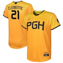 Roberto Clemente 21 Baseball team 2023 City Connect Youth Jersey - Gold