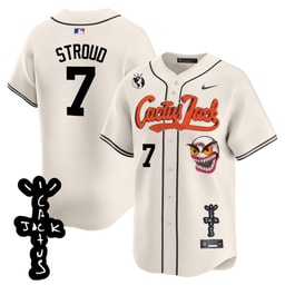 CJ Stroud 7 Baseball team Cactus Jack Patch V2 Men's Jersey - Cream