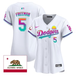 Freddie Freeman 5 Baseball team 2024 Los Angeles City Style California Republic Patch Women's Jersey - White