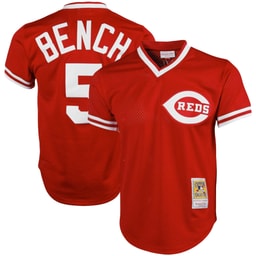 Men's Baseball team Johnny Bench Apparel brand Red Cooperstown Collection Big & Tall Mesh Batting Practice Jersey