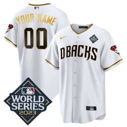 Baseball team 2023 World Series Patch Men's Custom Jersey - White Gold