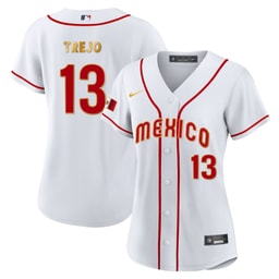 Alan Trejo 13 Mexico 2023 Baseball Jersey - White Gold Trim
