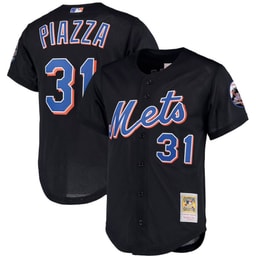 Men's Baseball team Mike Piazza Apparel brand Black Big & Tall Cooperstown Collection Mesh Button-Up Jersey