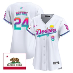 Kobe Bryant 24 Baseball team 2024 Los Angeles City Style California Republic Patch Women's Jersey - White