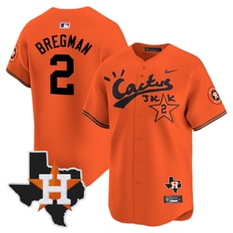 Alex Bregman 2 Baseball team Cactus Jack Houston Patch Orange Limited Men's Jersey