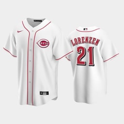 Home Reds 21 Michael Lorenzen White Jersey