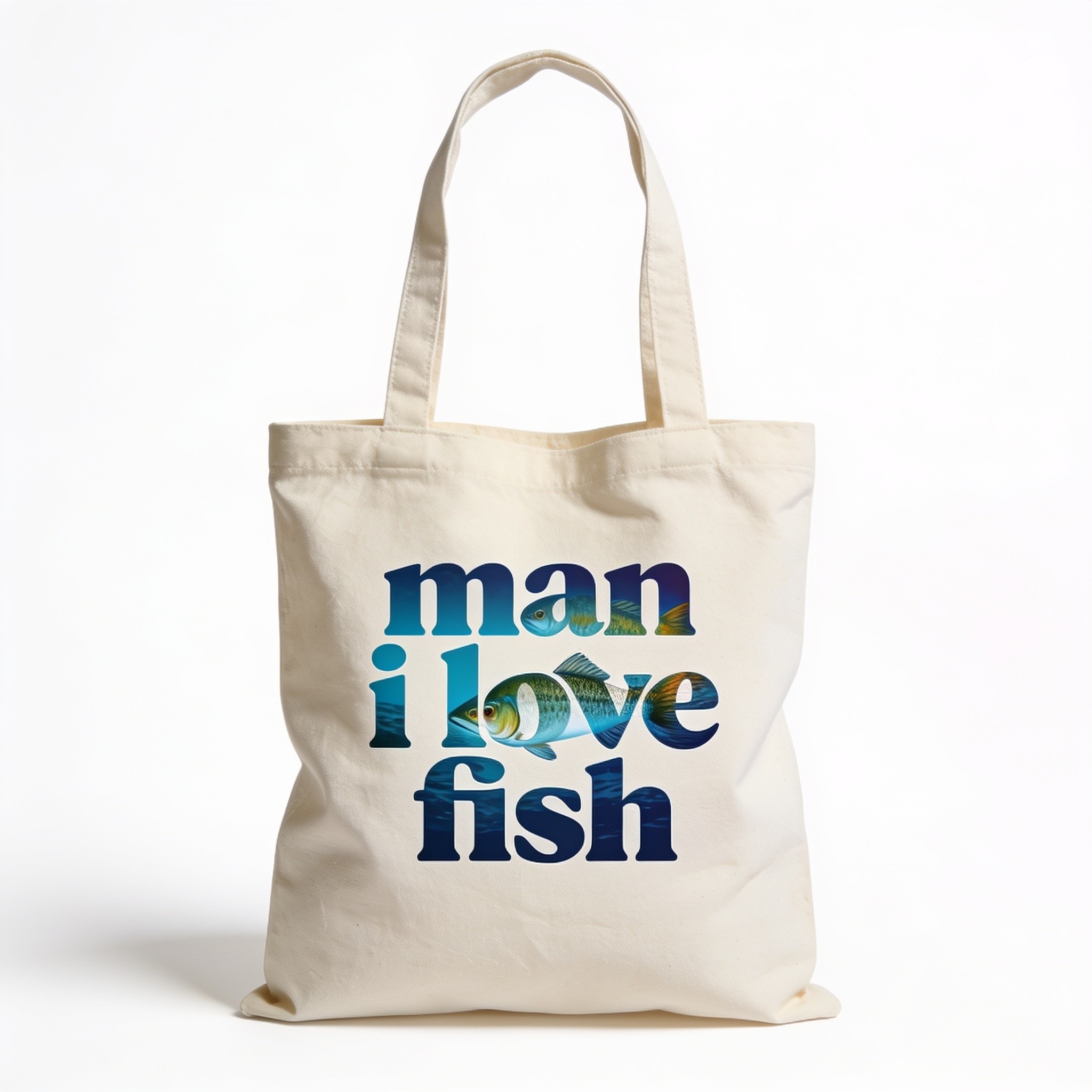 Man I Love Fish Tote Bag - Premium 100% Cotton Canvas with Reinforced Straps