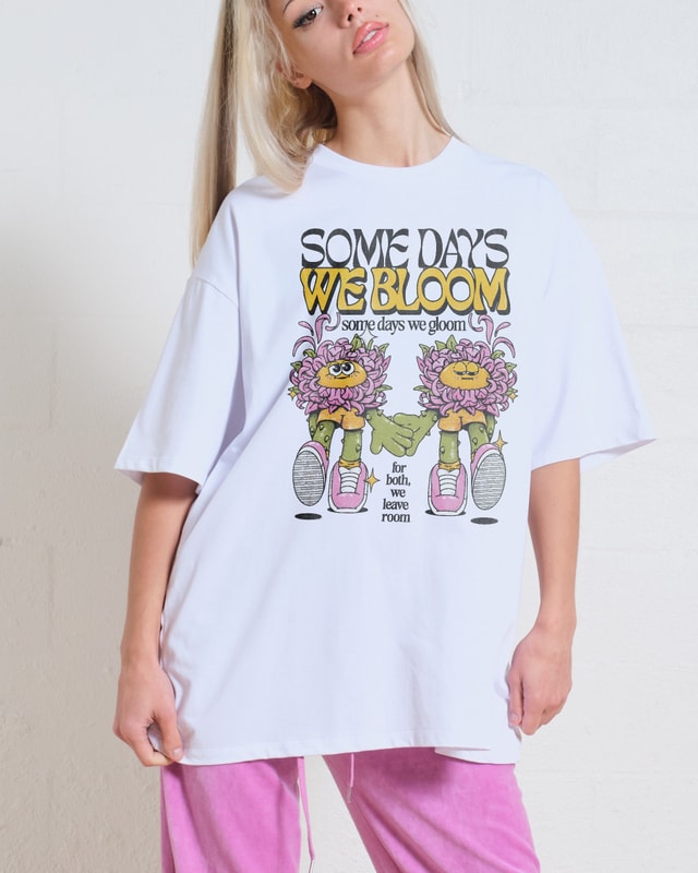 We Bloom Oversized Graphic Tee - Unisex 90s Boxy Fit 100% Combed Cotton