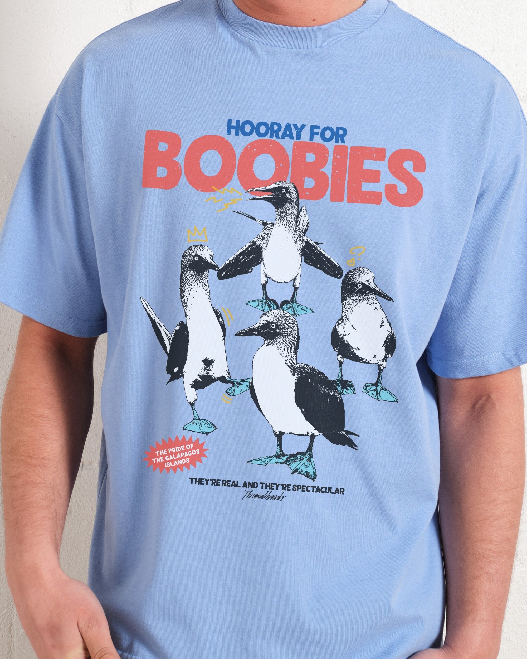 Hooray for Boobies Oversized Graphic Tee - Unisex 90s Boxy Fit 100% Combed Cotton