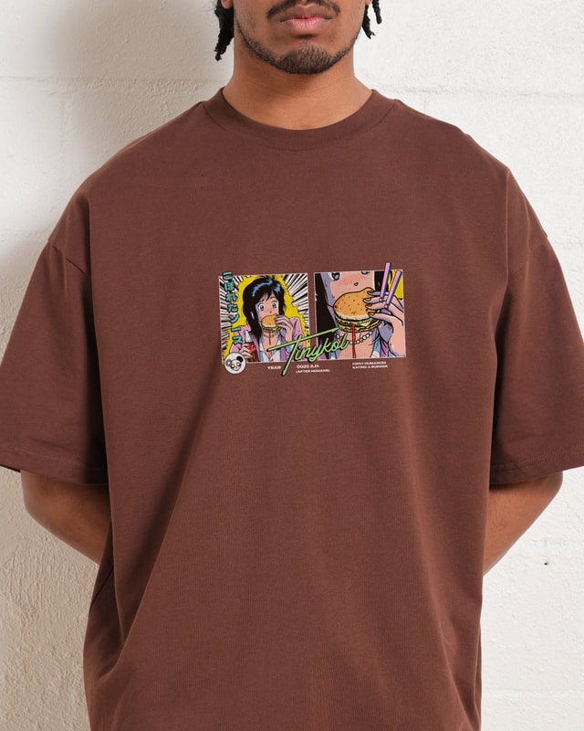 First Burger Oversized Graphic Tee - Unisex 90s Boxy Fit 100% Combed Cotton
