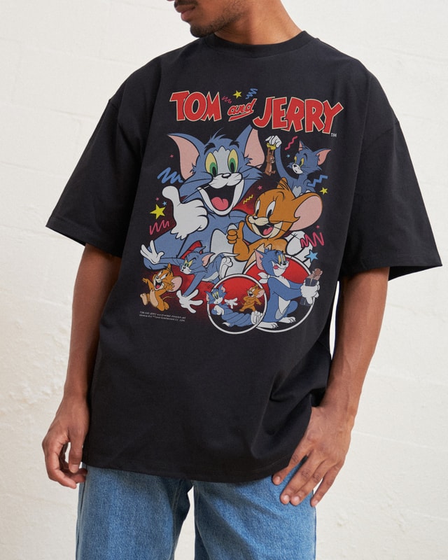 Tom and Jerry Vintage Oversized T-Shirt - Unisex 90s Graphic Tee, Heavyweight Cotton