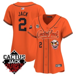 Jack 2 Baseball team Cactus Jack Celebrity Softball Game Patch Women's Jersey - Orange