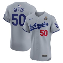 Mookie Betts 50 Baseball team 2024 World Series Road Elite Player Men's Jersey - Gray