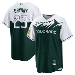 Men's Baseball team Kris Bryant White/Forest Green City Connect Player Jersey