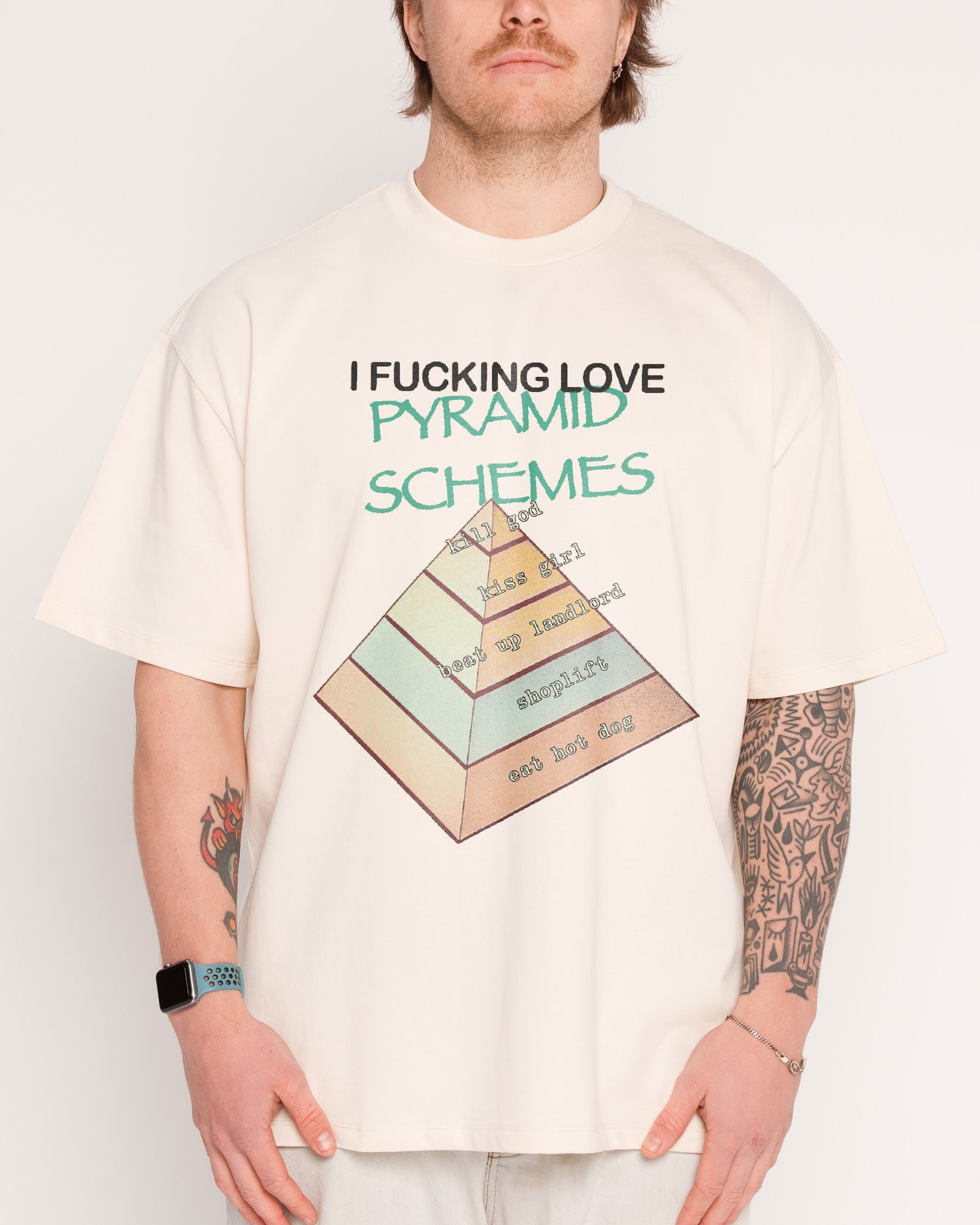Pyramid Scheme Oversized Graphic Tee - Dogecore Collab Unisex 90s Boxy Fit