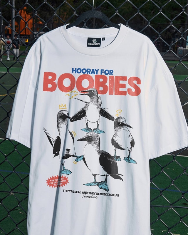 Hooray for Boobies Oversized Graphic Tee - Unisex 90s Boxy Fit 100% Combed Cotton
