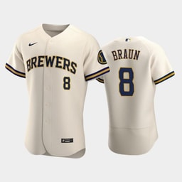 Baseball team 8 Ryan Braun Home Team Cream Jersey