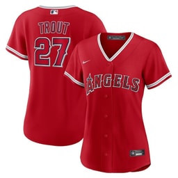 Mike Trout 27 Baseball team Women's Alternate Player Jersey - Red
