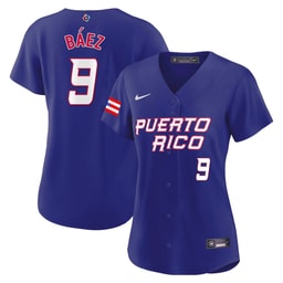 Javier B?ez 9 Puerto Rico 2023 World Baseball Classic Baseball Women Jersey - Royal