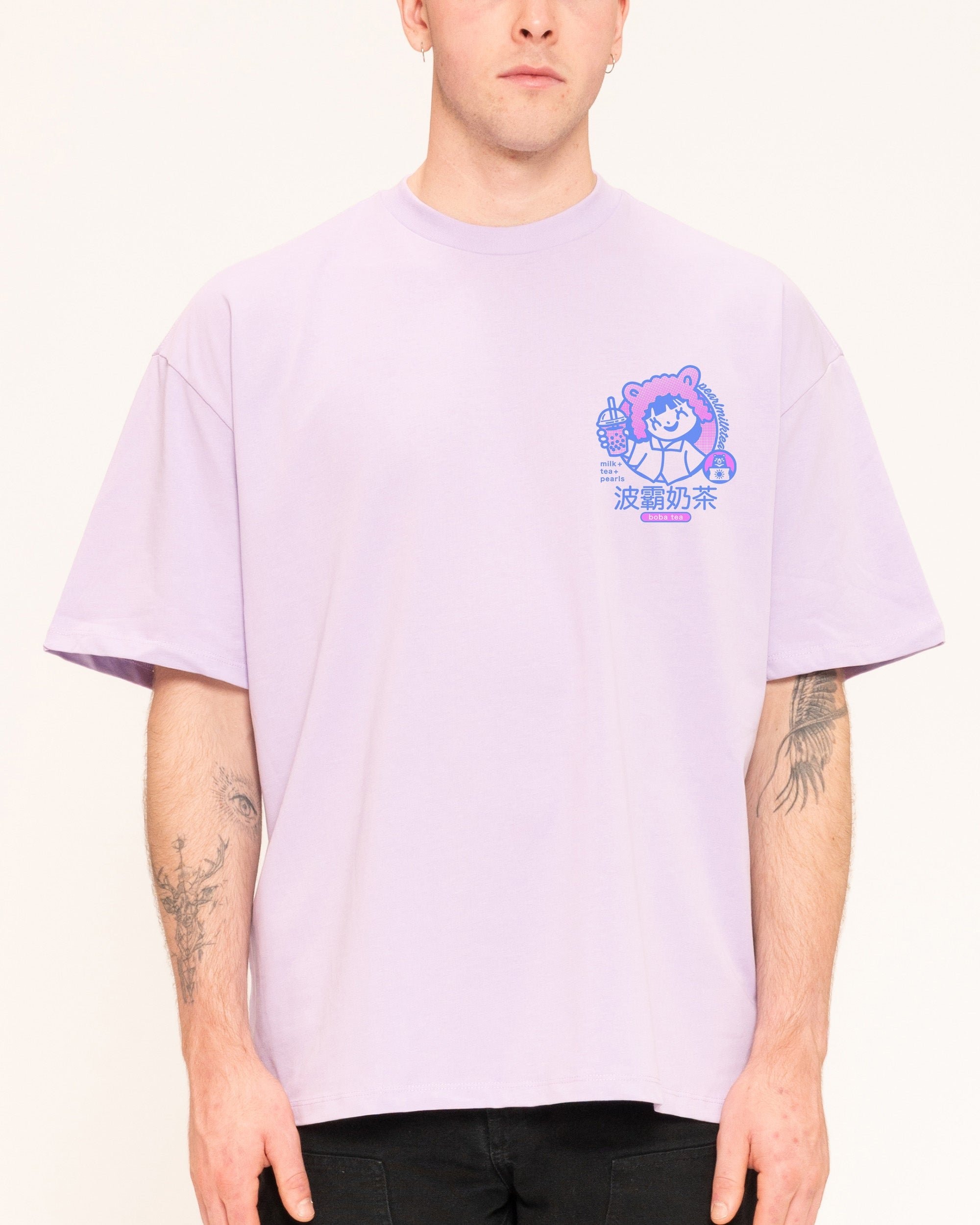 Boba Tea Oversized Graphic Tee - Threadheads 90s Boxy Fit Unisex 100% Combed Cotton