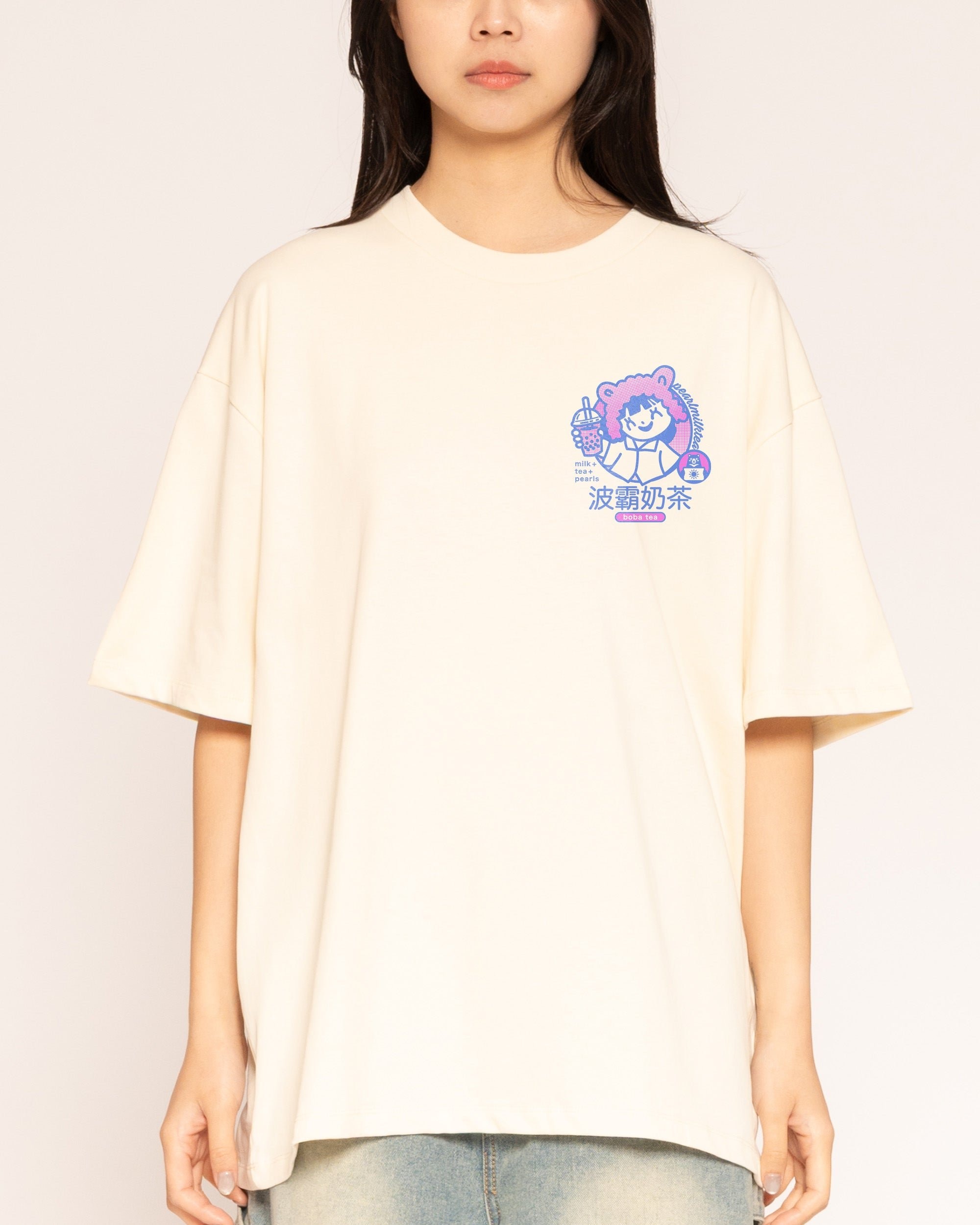 Boba Tea Oversized Graphic Tee - Threadheads 90s Boxy Fit Unisex 100% Combed Cotton
