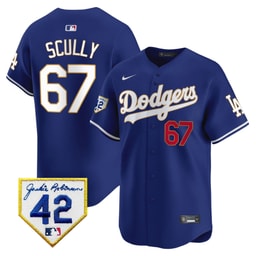 Vin Scully 67 Baseball team 2024 Jackie Robinson Patch Men's Jersey - Royal
