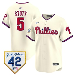 Bryson Stott 5 Baseball team 2024 Jackie Robinson Patch Men's Jersey - Cream