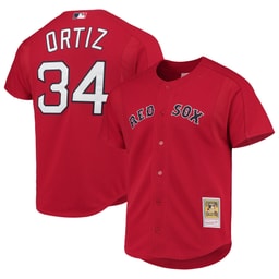 Men's Baseball team David Ortiz Apparel brand Red Cooperstown Collection Mesh Batting Practice Button-Up Jersey