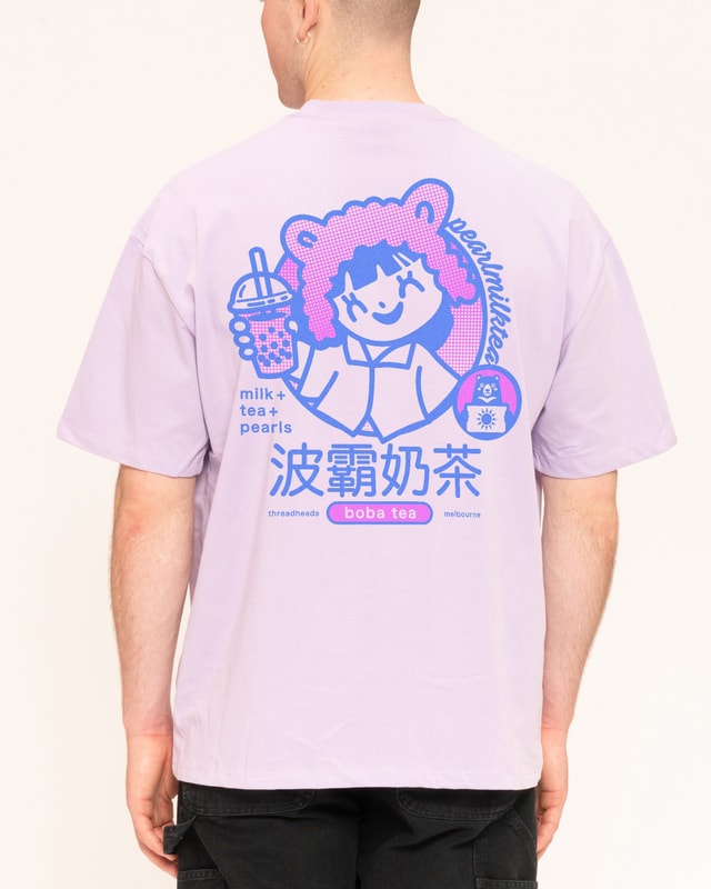 Boba Tea Oversized Graphic Tee - Threadheads 90s Boxy Fit Unisex 100% Combed Cotton