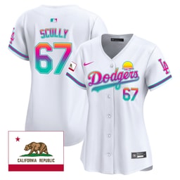 Vin Scully 67 Baseball team 2024 Los Angeles City Style California Republic Patch Women's Jersey - White