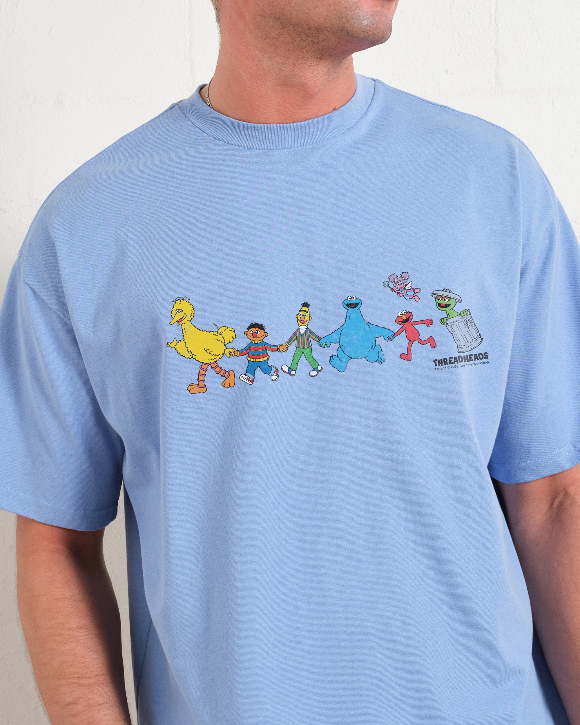 Walk With Me Oversized Sesame Street Graphic Tee - Unisex 90s Boxy Fit Cotton T-Shirt