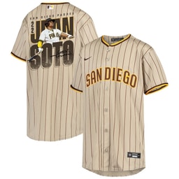 Juan Soto 22 Baseball team Signed Posture 2023 Alternate Player YOUTH Jersey - Sand/Brown