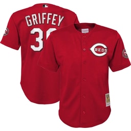 Youth Baseball team Ken Griffey Jr. Apparel brand Red Cooperstown Collection Mesh Batting Practice Jersey