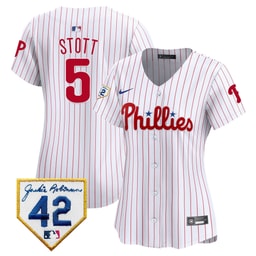Bryson Stott 5 Baseball team 2024 Jackie Robinson Patch Women's Jersey - White