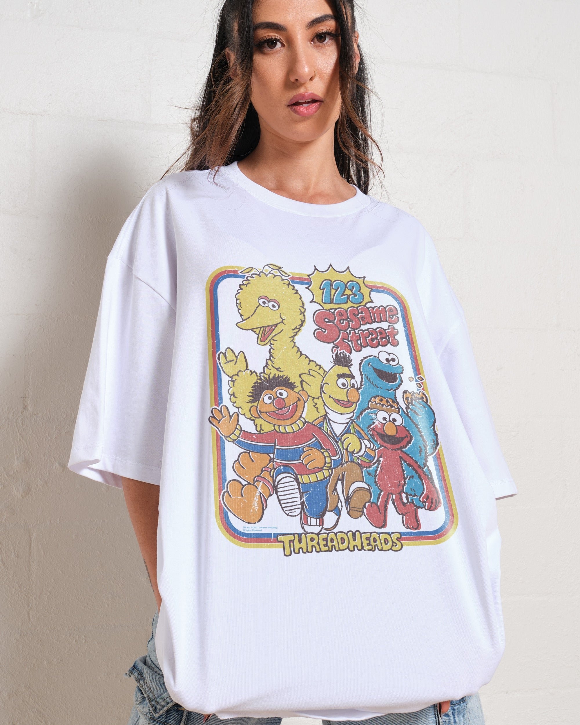 123 Sesame Street Oversized Graphic T-Shirt - Unisex 100% Combed Cotton