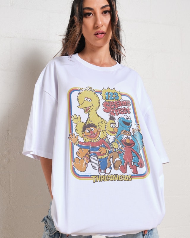 123 Sesame Street Oversized Graphic T-Shirt - Unisex 100% Combed Cotton