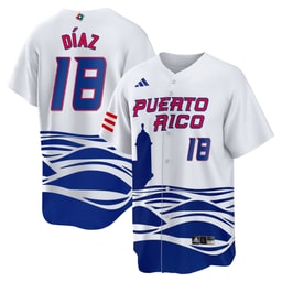 Edwin D?az 18 Puerto Rico 2023 World Baseball Classic Baseball Men Jersey - White