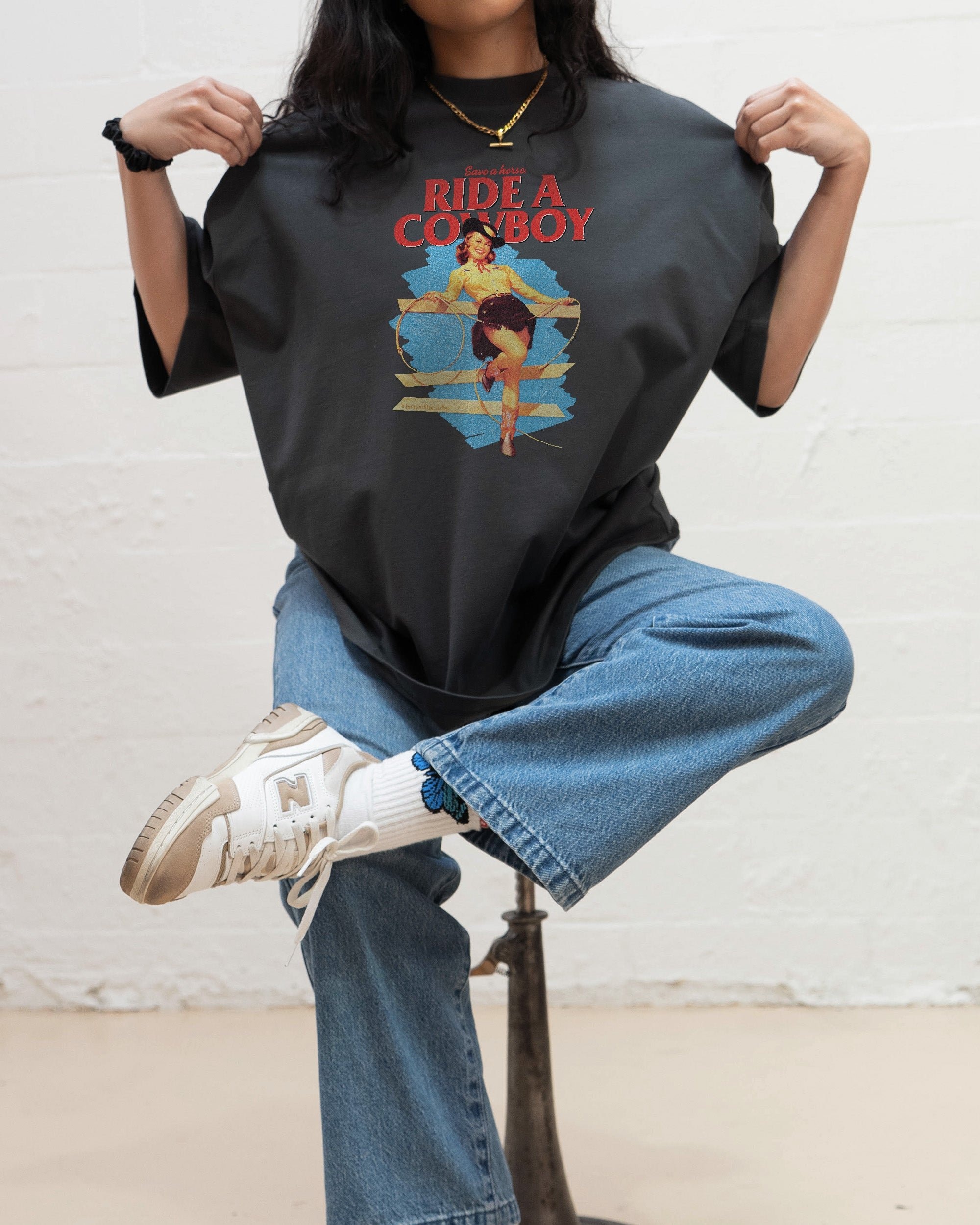 Save a Horse Ride a Cowboy Oversized Graphic Tee Unisex 100% Cotton