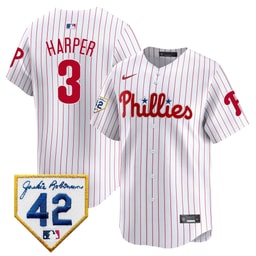 Bryce Harper 3 Baseball team 2024 Jackie Robinson Patch Men's Jersey - White