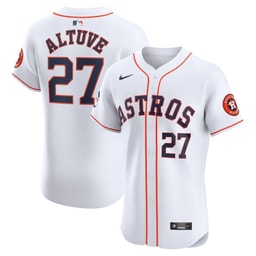 Jose Altuve 27 Baseball team Home Elite Sponsor Patch Player Men's Jersey - White