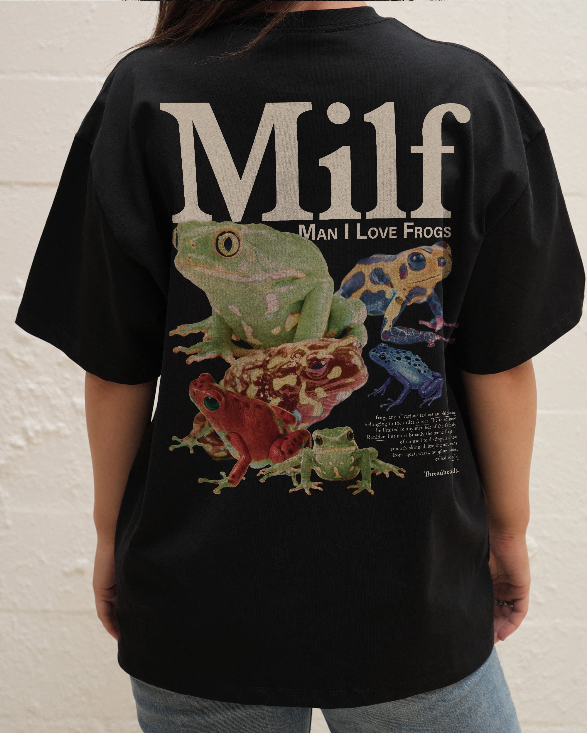 Man I Love Frogs Front and Back Oversized T-Shirt - Unisex 90s Boxy Fit Cotton Tee