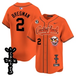 Alex Bregman 2 Baseball team Cactus Jack Patch V2 Men's Jersey - Orange