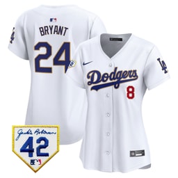 Kobe Bryant 24 Baseball team 2024 Jackie Robinson Patch Women's Jersey - White