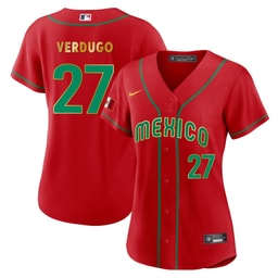 Alex Verdugo 27 Mexico 2023 Baseball Jersey - Red and Gold Trim